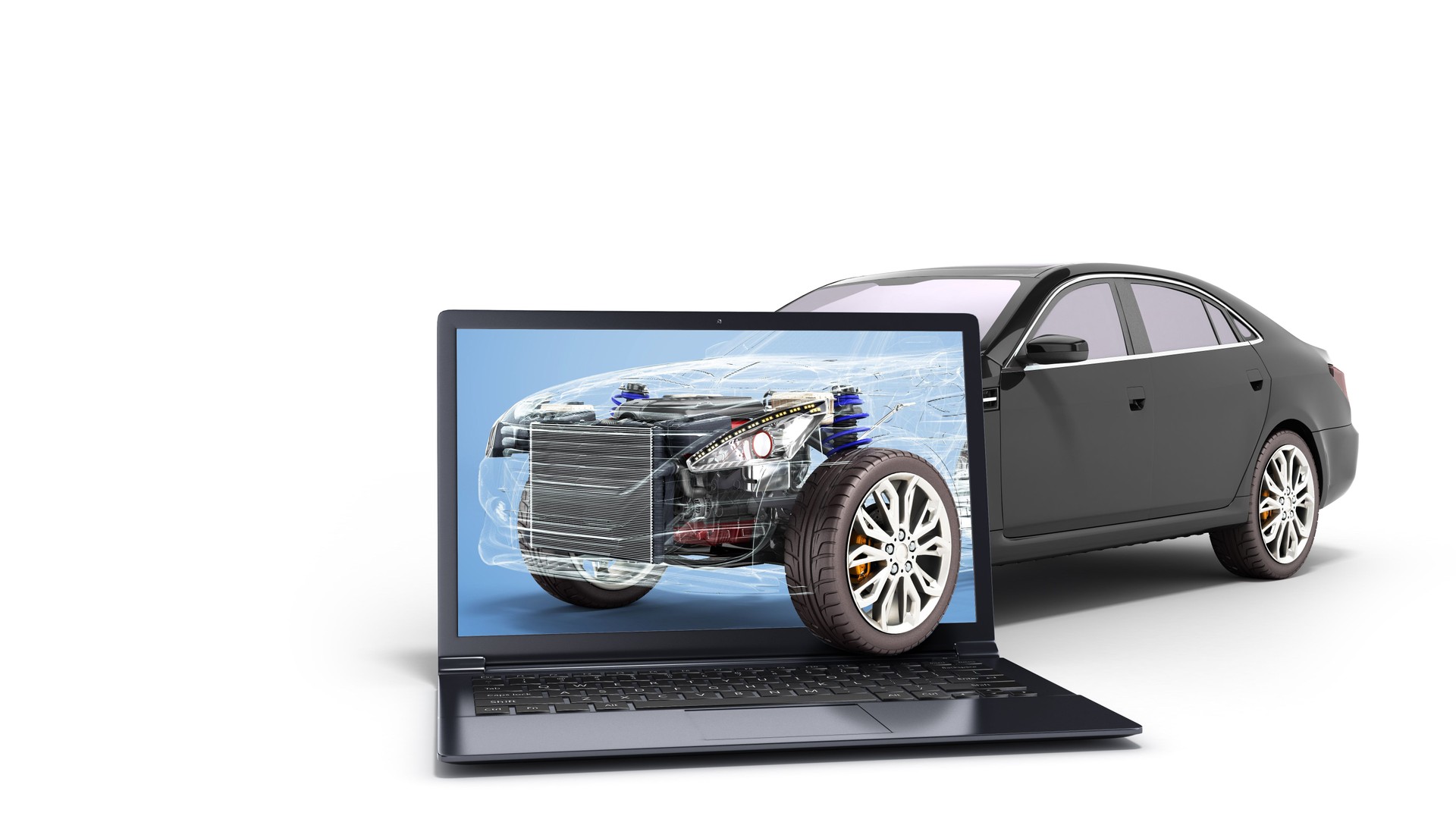 car diagnostic concept black car studio view 3d render image
